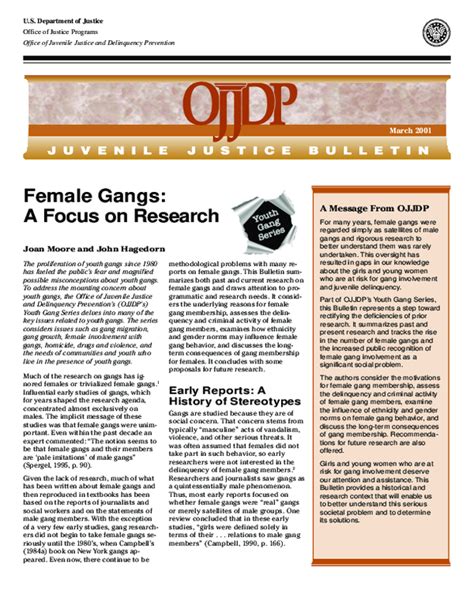 Female Gangs: A Focus on Research